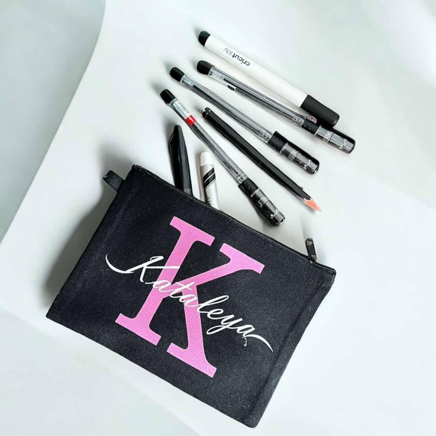 Black Initial Pouch